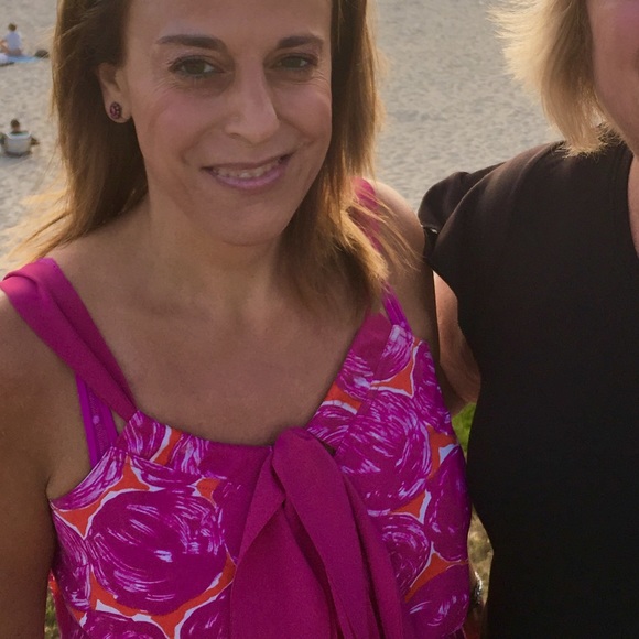 Adorable & Versatile Magenta Pink 🌸Floral Strapless Neck Tie Tory Burch Dress - Picture 7 of 15